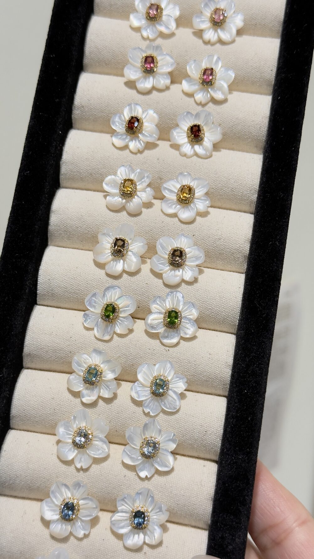 自訂款_珍珠母貝花花耳飾