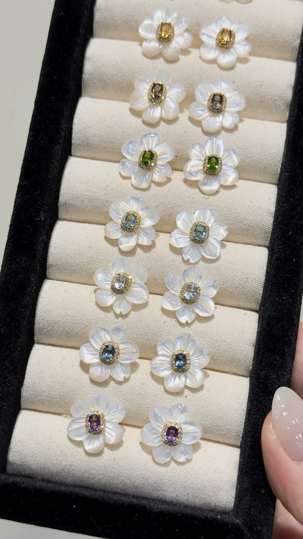 自訂款_珍珠母貝花花耳飾