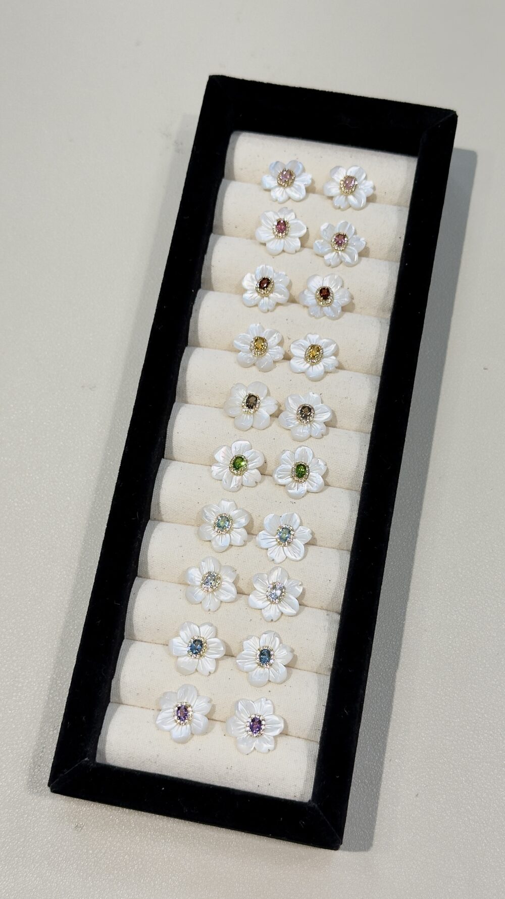 自訂款_珍珠母貝花花耳飾